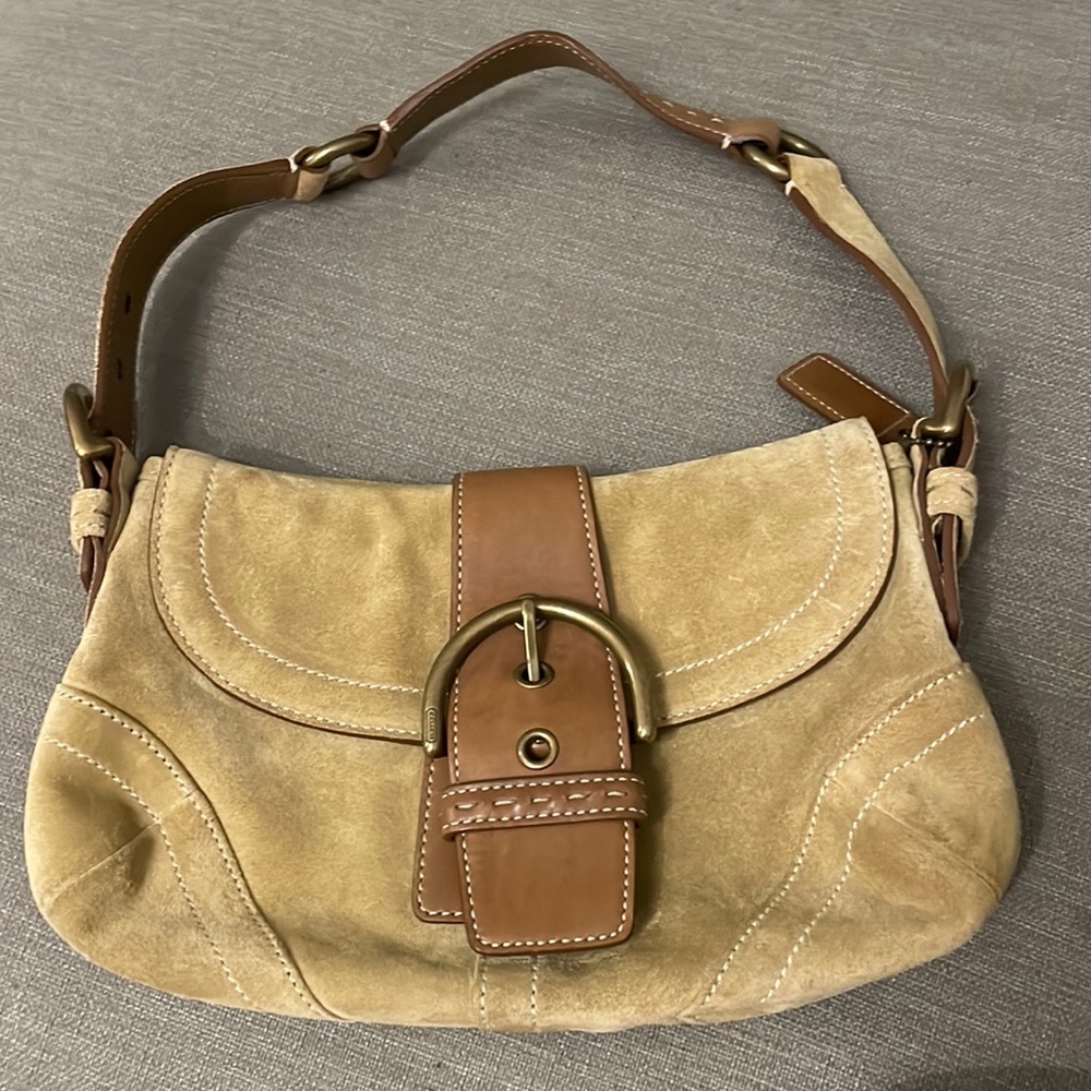 Coach soho caramel suede shoulder bag
